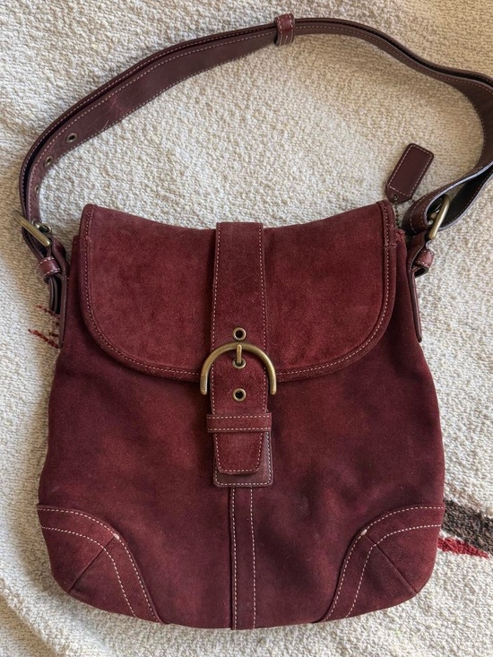 Coach Handbags - 2000s Y2K COACH Suede Crossbody Shoulder Bag in Deep Wine